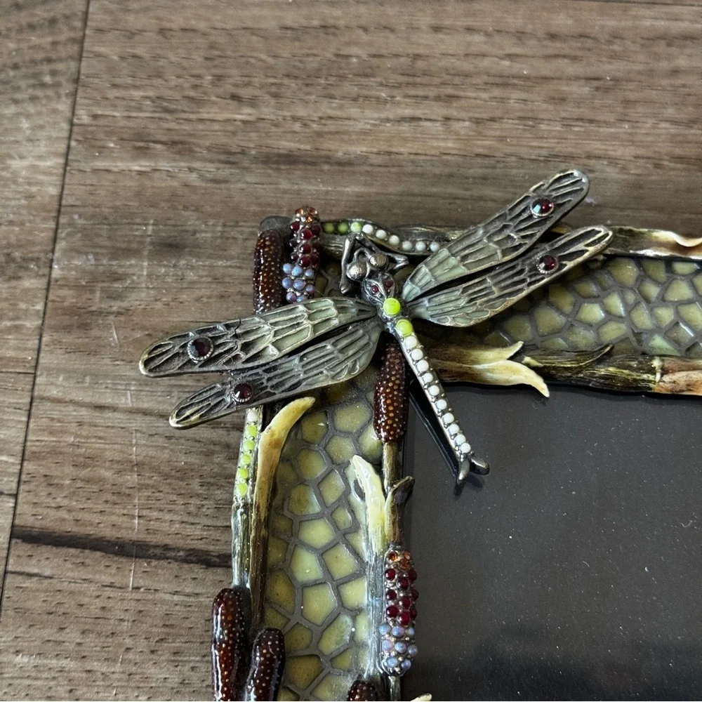 embellished picture frame dragon fly grass detail gems 5x7